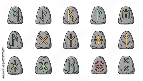 Collection of Ancient Runic Stones for Divination and Mystical Practices.