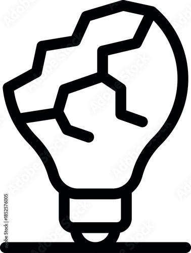 Broken light bulb representing a lack of ideas, a mental block, or a creative crisis