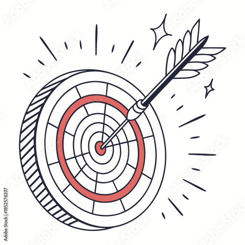 Bullseye With Spark Lines Sharp Vector Style Min Vector Illustration