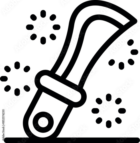 Throwing knife hitting a target, with motion lines emphasizing the speed and accuracy of the throw