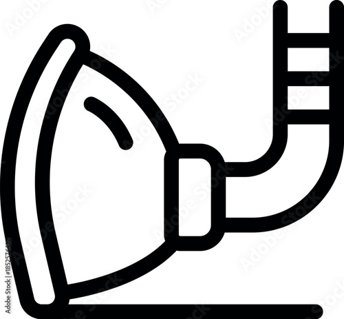 Simple, minimalist line art icon of a playground slide leading into a domed sandbox, perfect for representing children's play areas