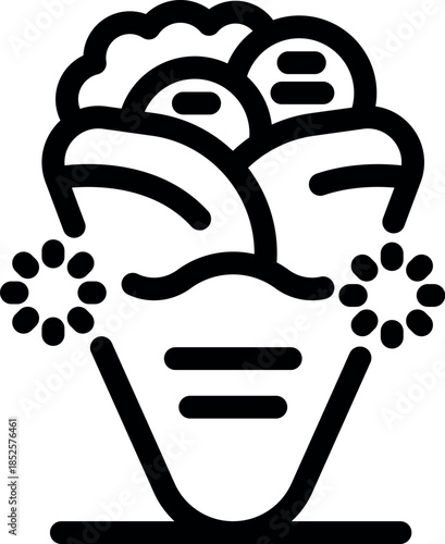 Falafel balls and salad inside pita bread, forming a shining street food icon, ideal for menus and restaurant marketing