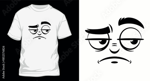 Cartoon face with bored or tired expression and sleepy eyes