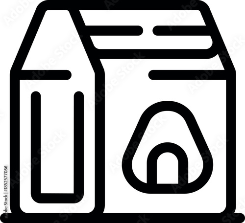 Simple and recognizable onigiri box icon representing traditional japanese rice snack packaging, ideal for food and cultural projects