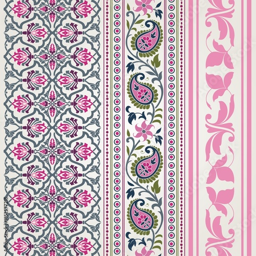 wedding card design, traditional paisley floral pattern , royal India	