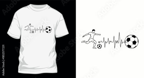 Soccer player and heartbeat line with ball