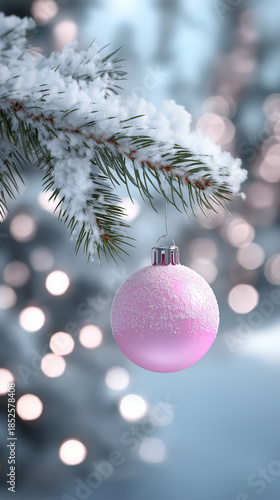 Wallpaper Mural Decorated Christmas tree branch with pastel ornaments creating a soft festive atmosphere.
 Torontodigital.ca