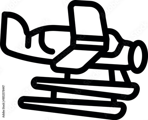 Seaplane resting on the water's surface, equipped with extended skis, poised for an imminent takeoff