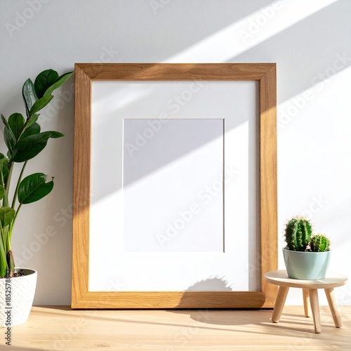 Light-filled, minimalist display featuring a blank frame