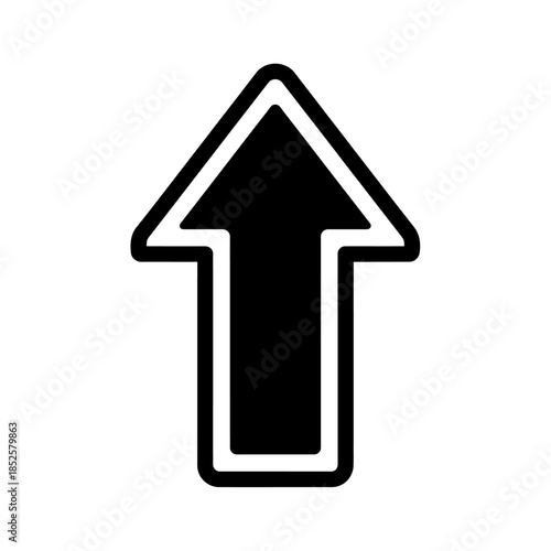 Simple black upward arrow icon with white outline for direction and navigation.
