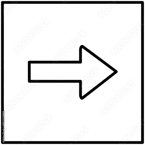 Simple black line drawing of a right-pointing arrow icon in a square frame.
