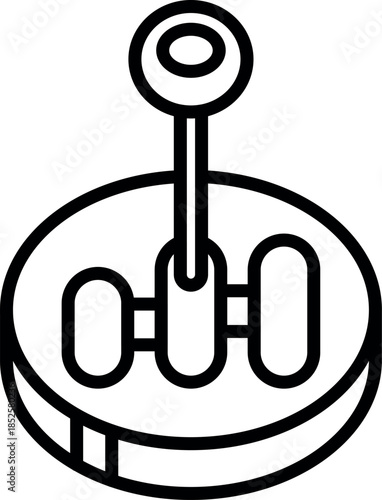 Simple black and white line art icon of a gear stick shifting, representing manual transmission change and control in a vehicle