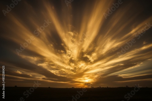 Golden Light Explosion in Dramatic Sky