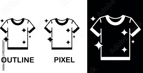 Sparkling t shirt outline with pixelated vector design a digital illustration