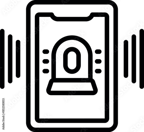 Simple black and white icon of a smartphone displaying zero notifications with sound off