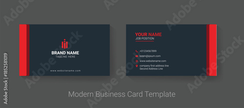 Modern Minimalist Business Card Template Professional Dark Grey and Red Corporate Stationery Design