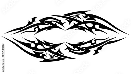 Wallpaper Mural Abstract Tribal Wing Ornament Black Silhouette Vector Illustration, Tattoo Style Ethnic Flame Curve Design Isolated on White Background Torontodigital.ca