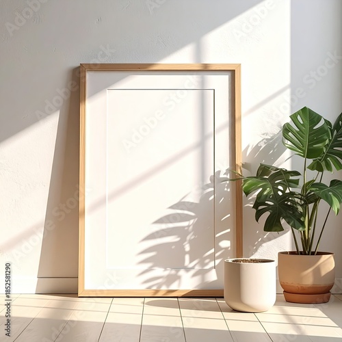Empty frame, sunlight, plant, minimalist