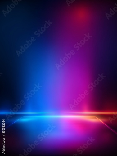 Abstract Neon Backdrop: A captivating neon-lit stage, immersed in shades of blue, purple, and red, emanating an aura of mystery and elegance.