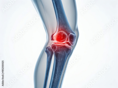 Knee Injury and Pain Area Highlight – Medical Illustration