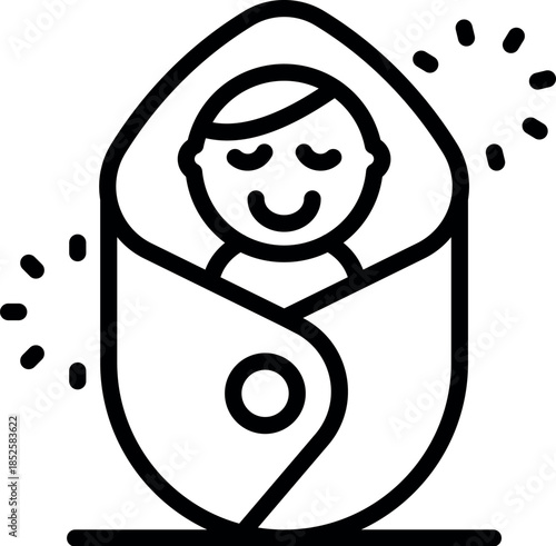 Newborn baby sleeping peacefully, swaddled in a cozy blanket, experiencing comfort, warmth, and security