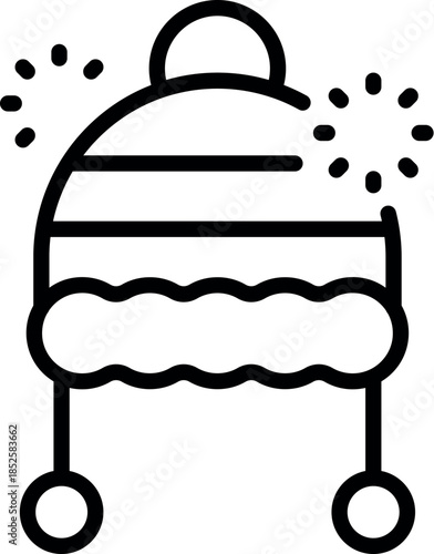 Warm winter hat is protecting from cold weather with its earflaps and pompoms