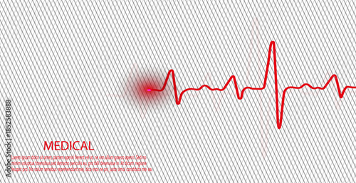 Cardiology concept with pulse rate diagram. Medical background with heart cardiogram.