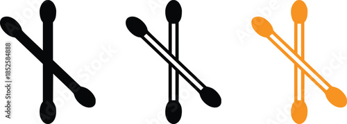 Collection of crossed cotton swab icons in different styles representing hygiene and care vector set