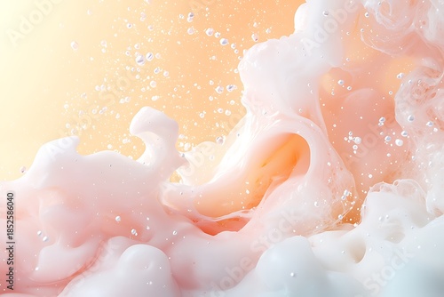 Soft and Colorful Liquid Splashes with Bubbles on a Gradient Background