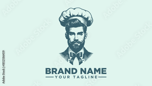 Modern vector illustration logo of a chef for a culinary brand