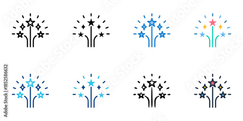 Celebration icons set multiple style collection. 
