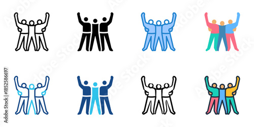 Teamwork icons set multiple style collection. 
