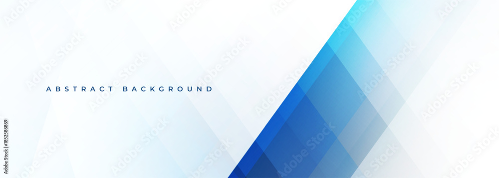 Fototapeta premium White modern abstract wide banner with blue line and geometric shapes. White and blue abstract background. Vector illustration