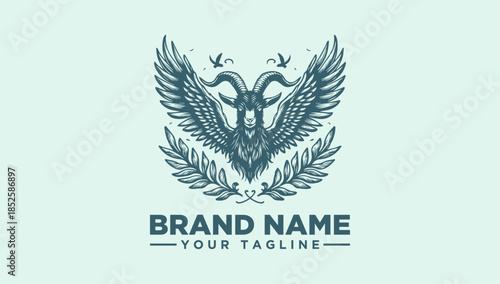 Premium Goat Crest Logo Vector Illustration Design