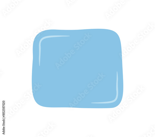 Blue fluid wavy outline sticker with square badge shape and hand drawn frame. Rectangle box background as abstract quote template and label for modern design element.