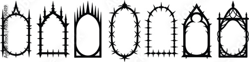Gothic Architecture Window Frames with Thorny Decorations