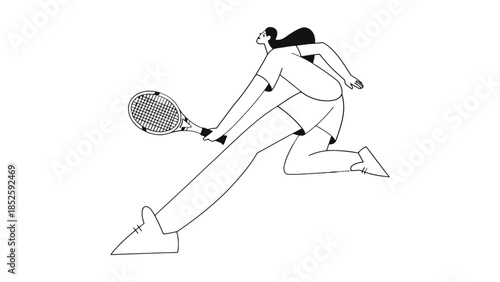 Energetic female athlete playing tennis with focus and determination
