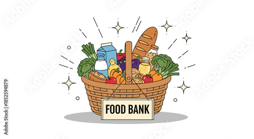 A basket overflowing with fresh healthy food items for those in need.