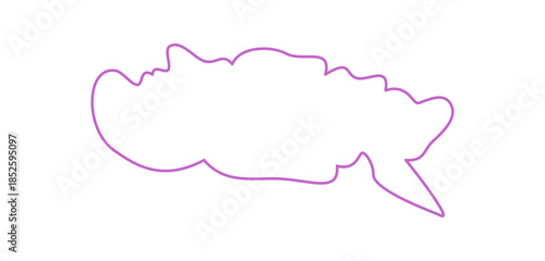 Squiggle speech bubble outline with hand drawn round sketch style. Outlined icon shows chat or dialog textbox. Playful talk bubble shape for creative communication or message labels.
