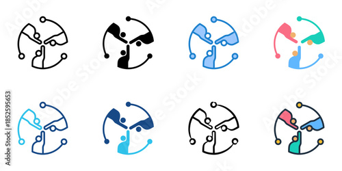 Community engagement icons set multiple style collection. 
