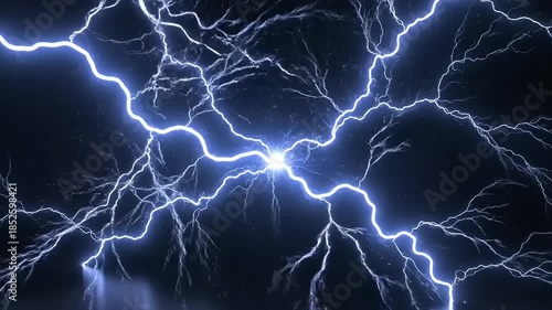 Wallpaper Mural Dynamic Blue Lightning Electric Discharge with Bright Flash and Branching Effects on Dark Background Torontodigital.ca