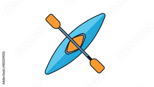 Vibrant blue kayak with orange paddle on water