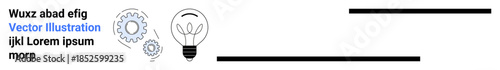 Innovation, creativity, brainstorming, teamwork, concept development, problem-solving. A light bulb with growing plant inside and gear elements. Innovation and creativity ideas