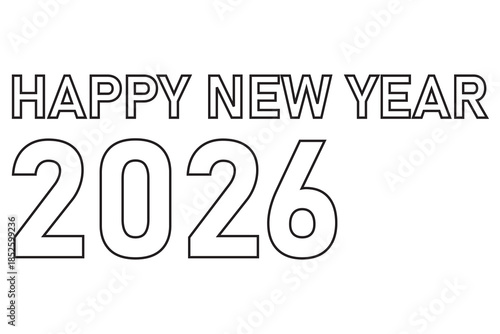2026 happy new year text icon lettering writing  icon.