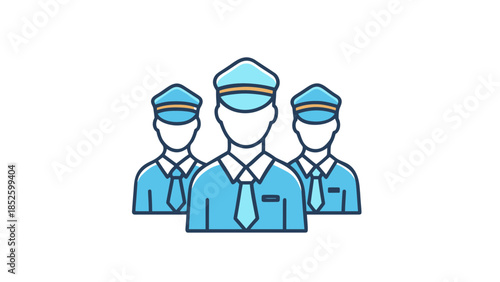 Three blue uniformed pilots standing together