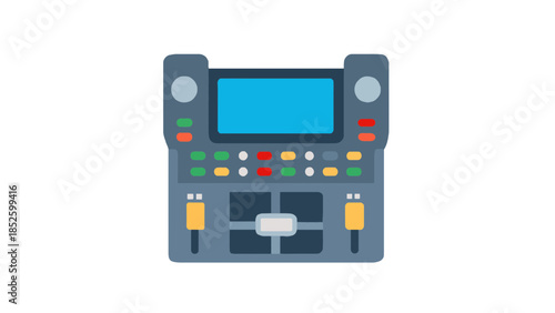 Industrial control panel with buttons and screen