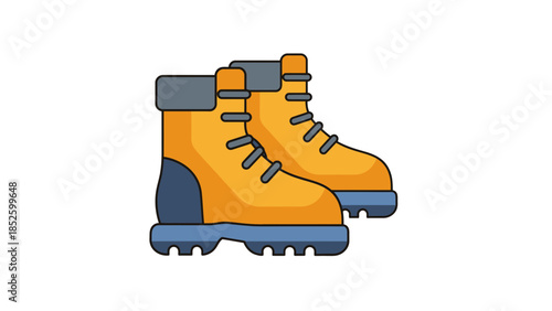 Vibrant yellow hiking boots with blue soles and laces