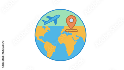 Global travel concept with airplane and map