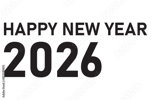 2026 happy new year text icon lettering writing  icon.