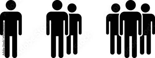 Illustrative icon set showing individual, pair, and group of people for user count